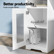Artiss Office Desk and Chair Set L Shape Computer Desk 150cm with Storage Cabinet & Drawers, Ergonomic PU Leather Office Chair, White Home Office Furniture