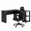 Artiss Office Desk and Chair Set L Shaped Computer Desk 136cm with 2 Tier Storage Shelves, Ergonomic Mesh Office Chair with Adjustable Headrest, Flip-Up Armrests & Lumbar Support