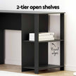 Artiss Office Desk and Chair Set L Shaped Computer Desk 136cm with 2 Tier Storage Shelves, Ergonomic Mesh Office Chair with Adjustable Headrest, Flip-Up Armrests & Lumbar Support