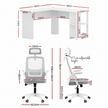 Artiss Home Office Desk and Chair Set, 136cm L Shaped Computer Desk with Shelves & Cable Management, Ergonomic Mesh Office Chair with Adjustable Headrest, Flip-Up Armrests