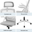 Artiss Home Office Desk and Chair Set, 136cm L Shaped Computer Desk with Shelves & Cable Management, Ergonomic Mesh Office Chair with Adjustable Headrest, Flip-Up Armrests