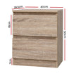 Artiss 2x Bedside Table 2 Drawers - PEPE Oak