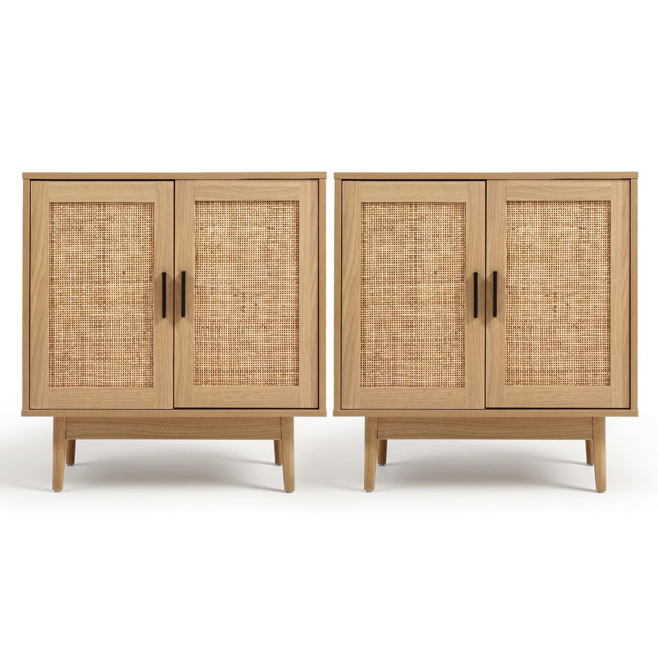Artiss 2x Buffet Sideboard Cabinet Rattan Cupboard 2 Doors Storage Pantry BRIONY