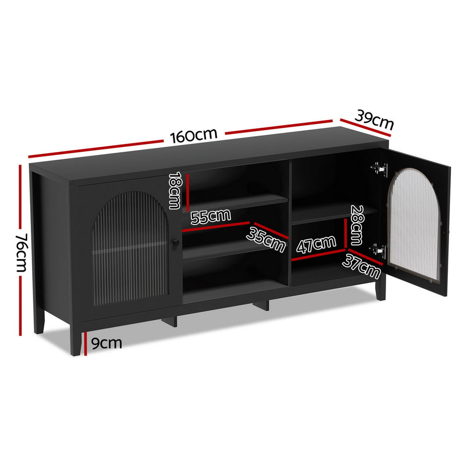 Artiss Buffet Sideboard Shelves Double Doors - Black