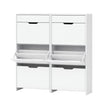 Artiss 2x Shoe Cabinet Organiser 3 Flip Drawer High Gloss White
