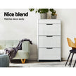 Artiss 2x Shoe Cabinet Organiser 3 Flip Drawer High Gloss White