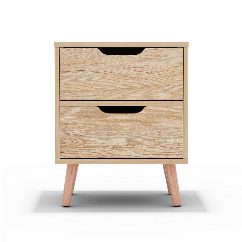 Artiss Bedside Table 2 Drawers Nightstand - BODEN Pine