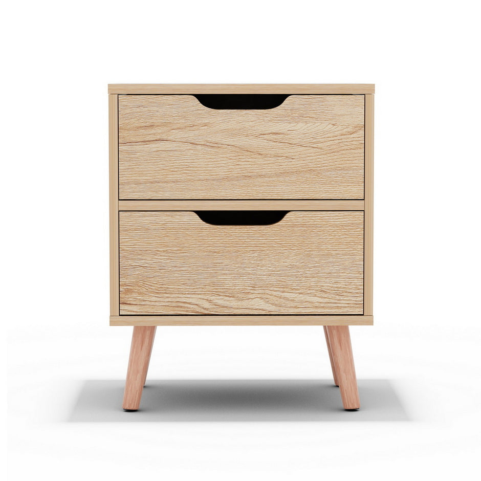 Artiss Bedside Table 2 Drawers Nightstand - BODEN Pine