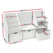Keezi Kids Bookshelf Storage Organiser Toy Box Drawer Bench Seat Cabinet White