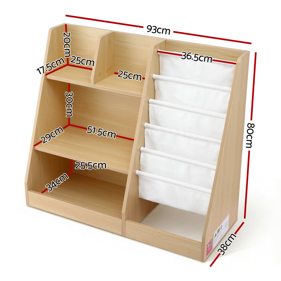 Keezi Kids Bookshelf Wood Bookcase Children Storage Rack Display Shelves Holder