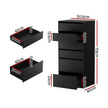 Artiss 6 Chest of Drawers Dresser Tallboy Black