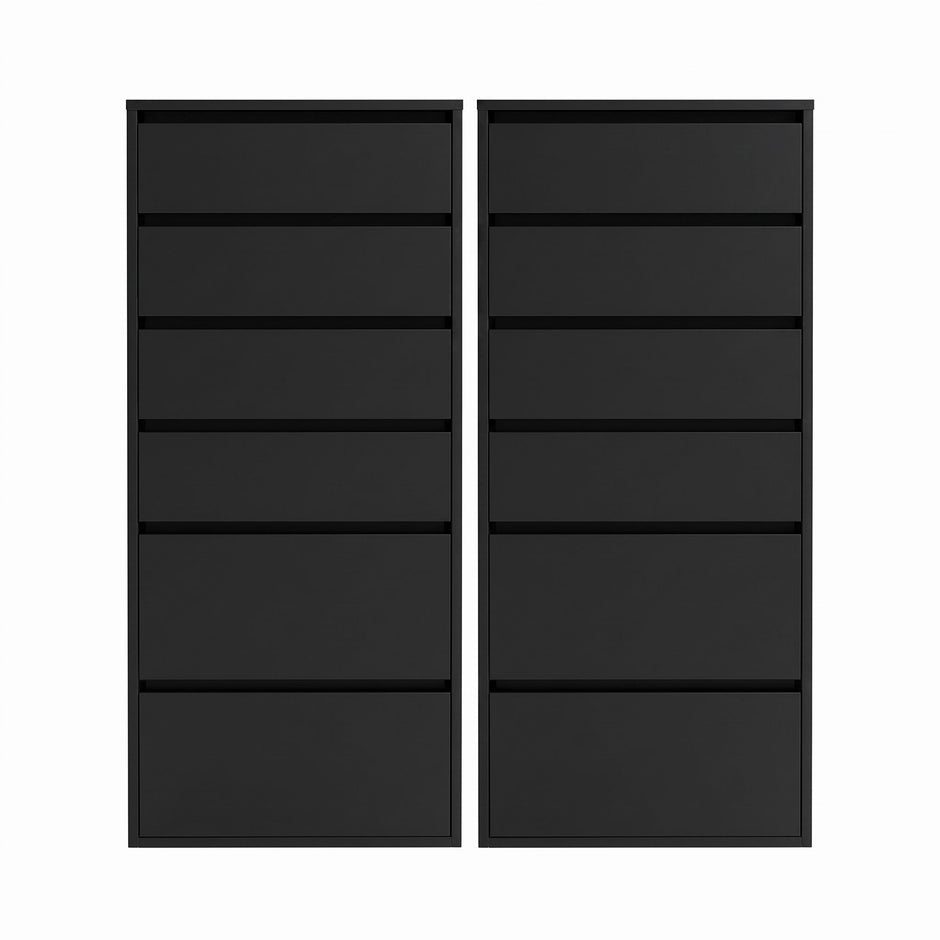 Artiss 2x Chest of 6 Drawers Dresser Tallboy Black