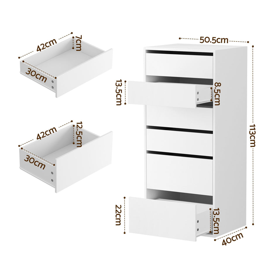 Artiss 2x Chest of 6 Drawers Dresser Tallboy White