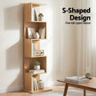 Artiss 5 Tiers Bookshelf S-shaped Bookcase Oak