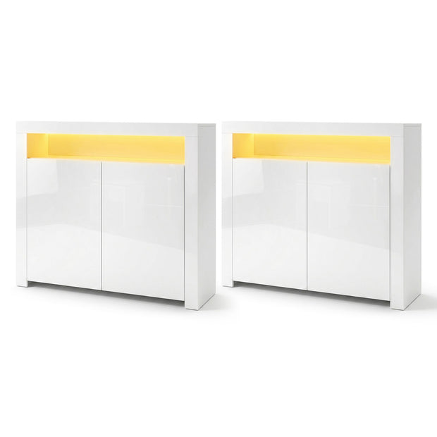 Artiss 2x Buffet Sideboard Cabinet LED Cupboard High-Gloss Storage Pantry ARNO
