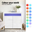 Artiss 2x Buffet Sideboard Cabinet LED Cupboard High-Gloss Storage Pantry ARNO
