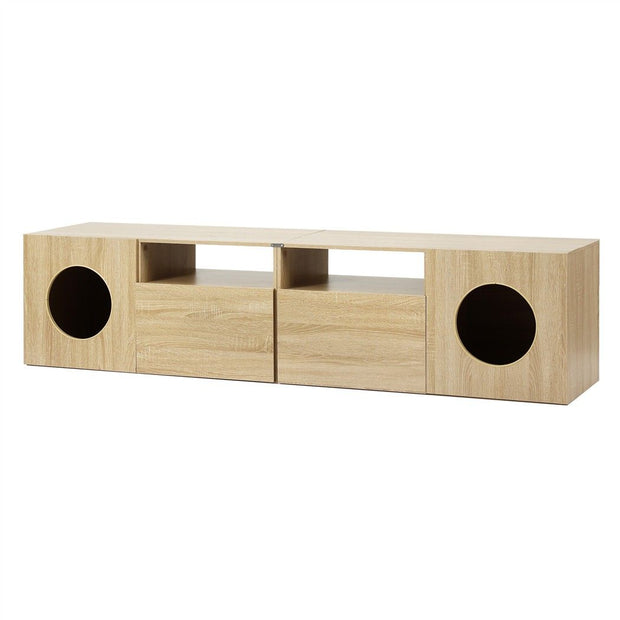 Artiss 185CM TV Unit with Cat House Storage Cabinet Pine