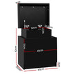 Artiss 2X Bedside Table 2 Drawers Lift-up Storage Black