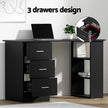 Artiss Computer Desk Drawer Shelf Cabinet Black 120CM