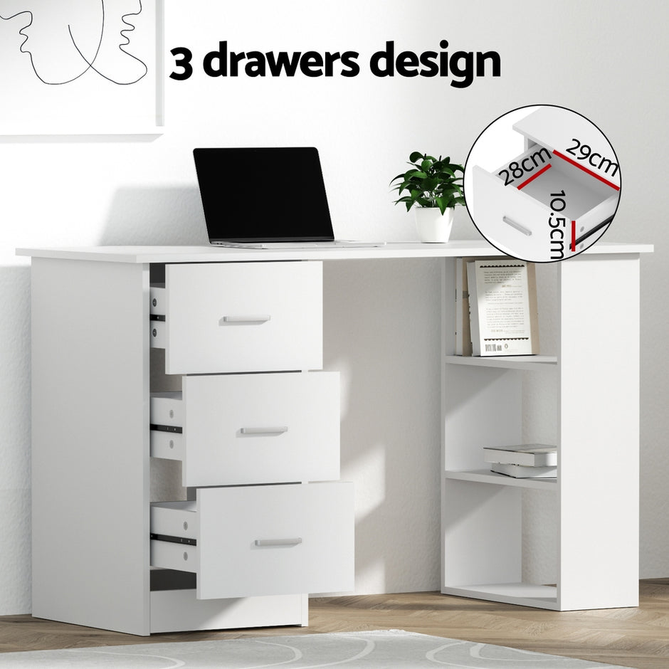 Artiss Computer Desk 120cm Executive Office Chair Set PU Leather High Back White