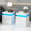 Artiss 2X Bedside Table LED 2 Drawers Lift-up Storage - COLEY White
