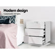 Artiss 2x Bedside Table LED 3 Drawers - MORI White