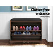 Artiss Shoe Rack Cabinet Bench15 Pairs Walnut Kyla