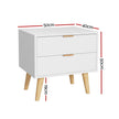 Artiss Bedside Table 2 Drawers - White