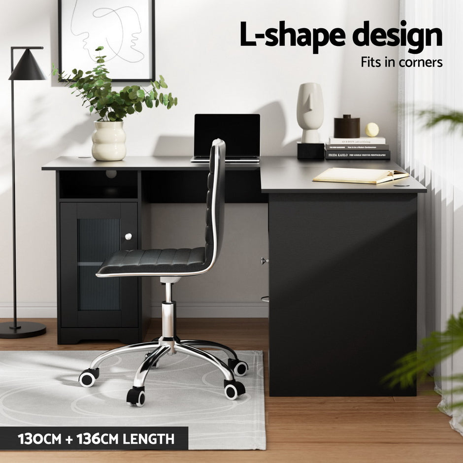 Artiss Computer Desk Home Office Study Desks L-shaped Corner Table with Storage