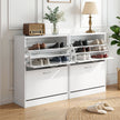 Artiss 2x Shoe Cabinet Storage Organiser 2 Flip Drawer White