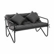 Gardeon Garden Bench 2 Seater Outdoor Bench Metal with Cushion 118cm Black