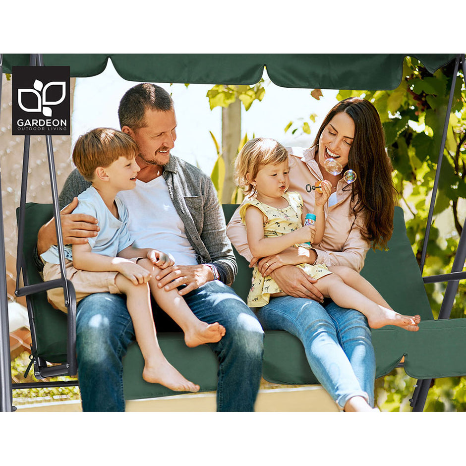 Gardeon Outdoor Swing Chair Garden Chair Bench Furniture Canopy 3 Seater Green