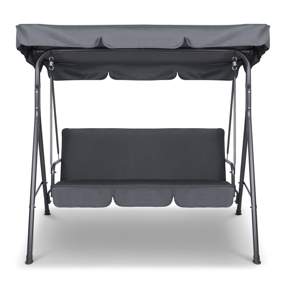 Gardeon Outdoor Swing Chair Garden Chair Bench Furniture Canopy 3 Seater Grey