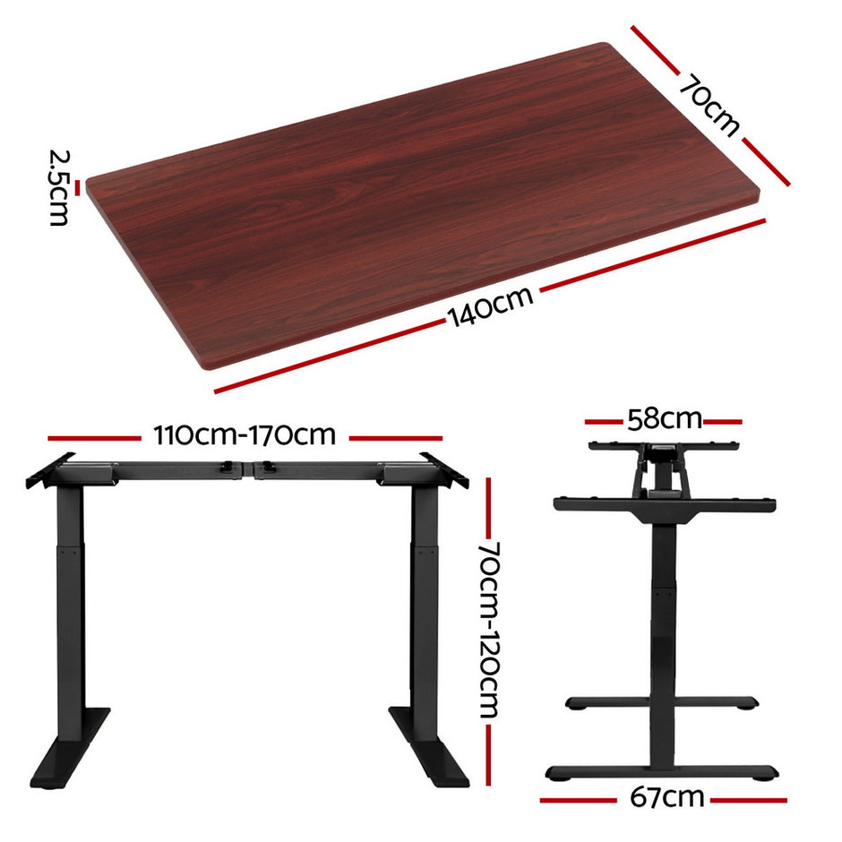 Artiss Standing Desk Motorised Dual Motor Walnut 140CM