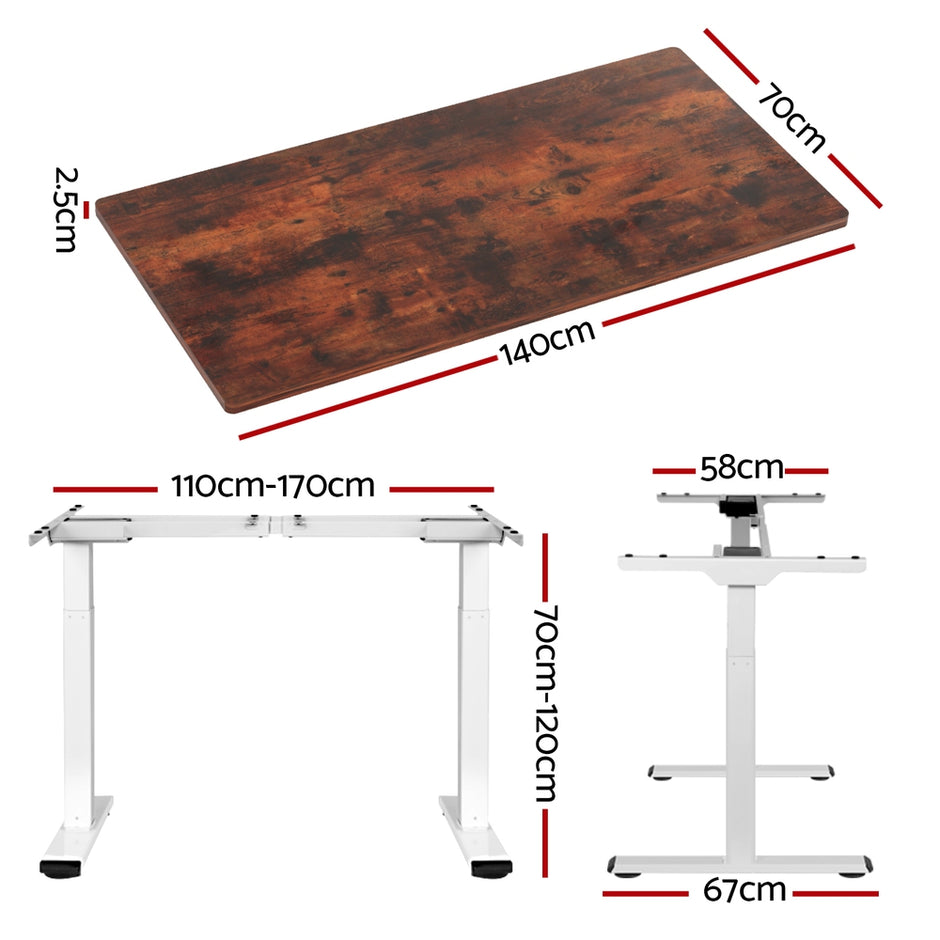 Artiss Standing Desk Motorised Dual Motor 140CM Rustic Brwon