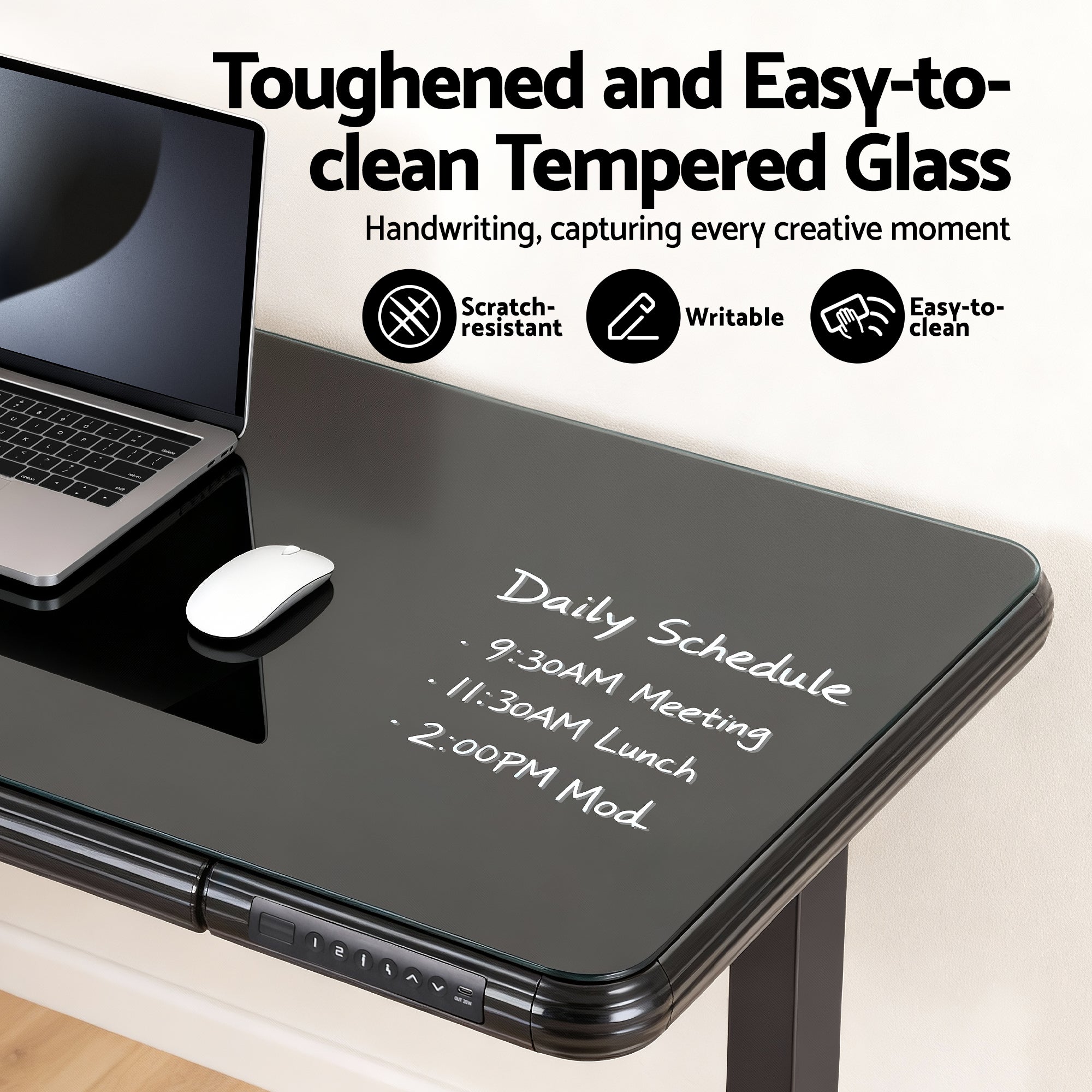Artiss Electric Standing Desk Motorised Glass Top Black 120CM