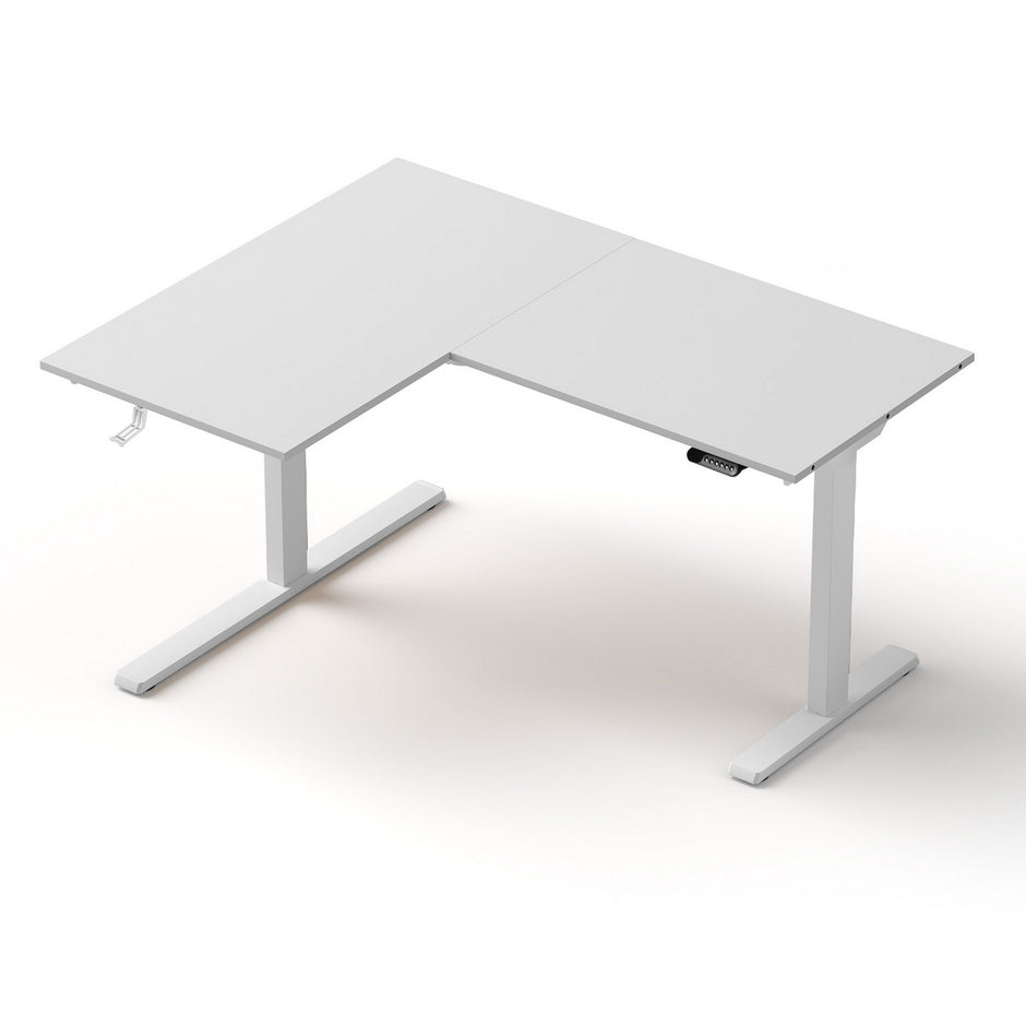 Artiss L-Shape Standing Desk Sit Stand Up Height Adjustable Electric Motorised White