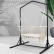 Gardeon Hammock Chair with Stand Macrame Outdoor Garden 2 Seater Cream