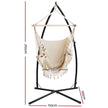 Gardeon Hammock Chair with Steel Stand Hanging Outdoor Tassel Cream
