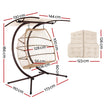 Gardeon Outdoor Egg Swing Chair Wicker Furniture Pod Stand Canopy 2 Seater Latte