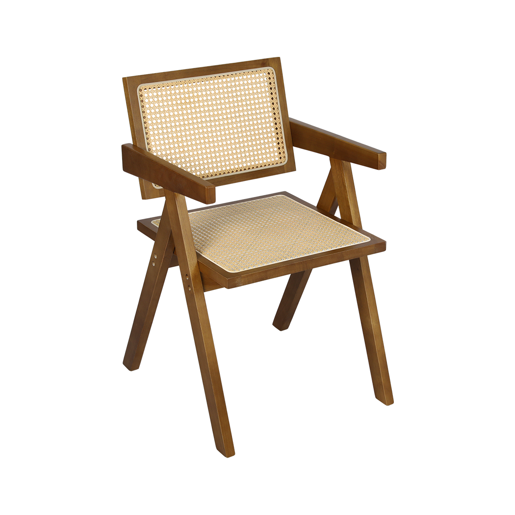 Levede 4x Walnut Wicker Armchair Dining Chair-2018816918626111496