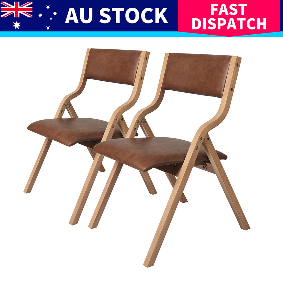 Levede 4x Dining Chairs Foldable PU Tan-2018816883515592712