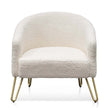 CLC6521-IG Armchair - Ivory White Synthetic Wool with Golden Legs
