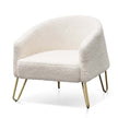 CLC6521-IG Armchair - Ivory White Synthetic Wool with Golden Legs