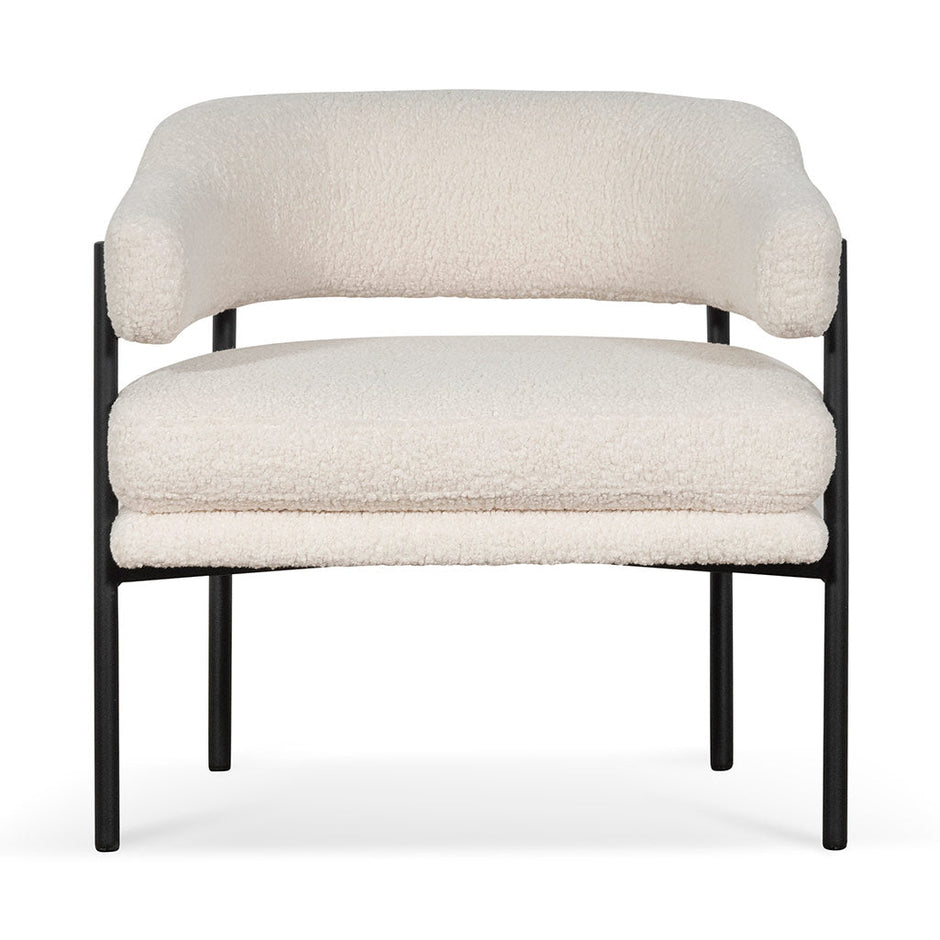 CLC6871-KSO - Ivory White Sherpa Armchair - Black Legs