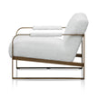 CLC8064-NI White Fur Armchair - Antique Golden Frame