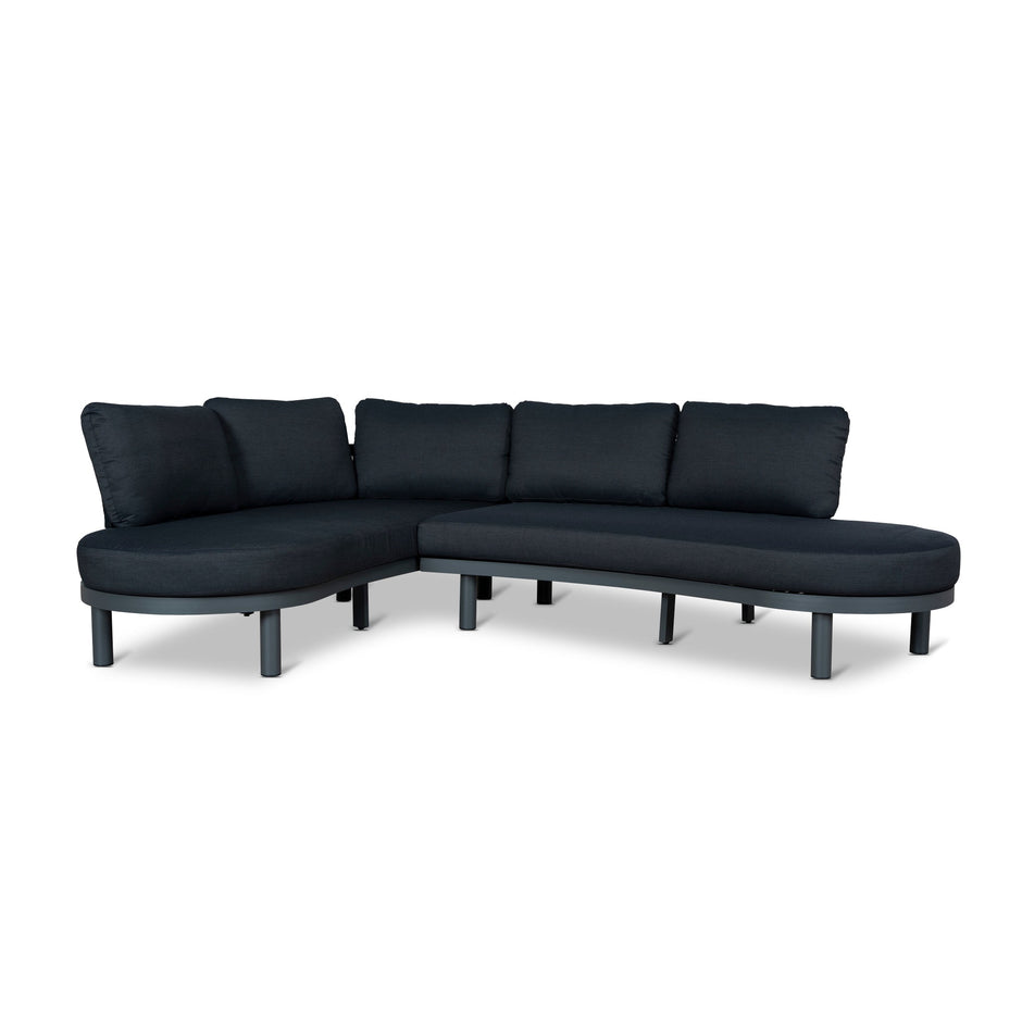 CLS12166-EM 2pcs Outdoor Corner Lounge Set - Royal Dark Grey