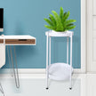 Levede 2 Tiers Plant Stand Metal Flower White Medium-2006732931460108295