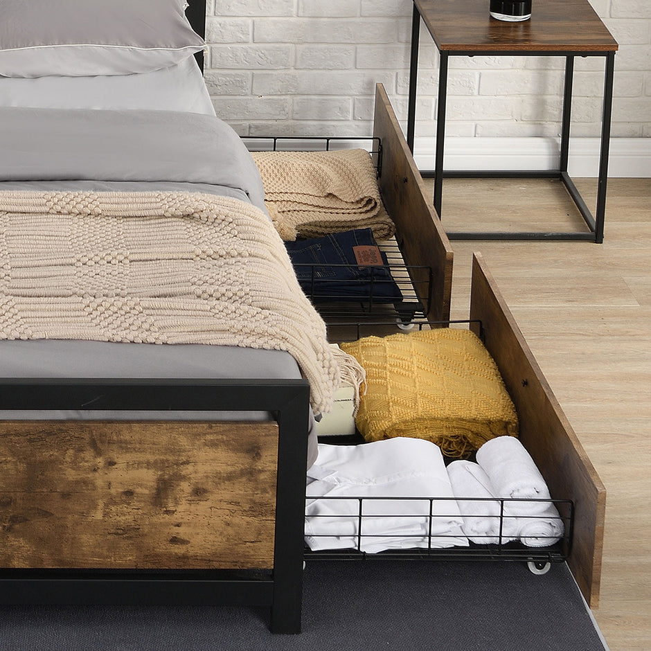Levede 4 Double Bed Frame Storage Drawers-2018816892327825415