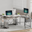 Levede Computer Desk Corner Desk Brown-2006732838480777222